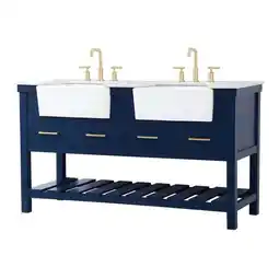 Walmart Elegant Decor Clement 60 Aluminum MDF Double Bathroom Vanity in Blue offer