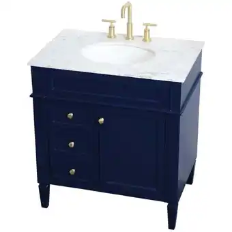 Walmart Elegant Decor Williams 32 Single Marble Top Bathroom Vanity in Blue offer