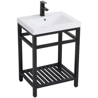 Walmart Elegant Kitchen and Bath 24 inch Single Bathroom Metal Vanity in Black offer