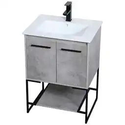 Walmart Elegant Decor Gerard 24 Single Porcelain Top Bathroom Vanity in Concrete Gray offer