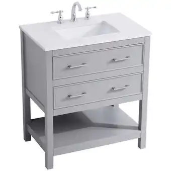 Walmart Elegant Decor Sinclaire 30 Single Quartz Top Bathroom Vanity in Gray offer