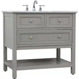 Walmart Elegant Decor Metropolis 36 Single Marble Top Bathroom Vanity in Gray offer