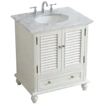 Walmart Elegant Decor Rhodes 30 Single Marble Top Bathroom Vanity in Antique White offer