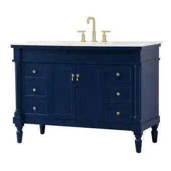 Walmart Elegant Decor Lexington 48 Solid Wood Single Bathroom Vanity in Blue offer