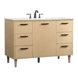 Walmart Elegant Decor Baldwin 48 Solid Wood and MDF Bathroom Vanity in Maple offer