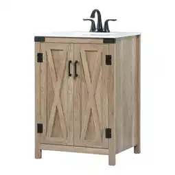 Walmart Elegant Decor Grant 24 Aluminum MDF Single Bathroom Vanity in Natural Oak offer