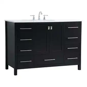 Walmart Elegant Decor Irene 48 Solid Wood and Stone Single Bathroom Vanity in Black offer