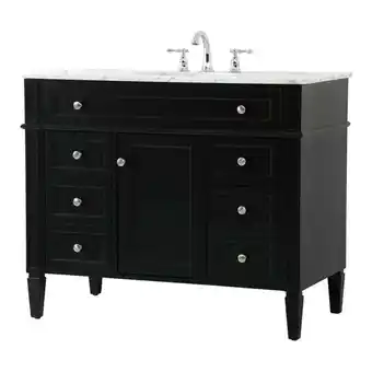 Walmart Elegant Decor Park Avenue 42 Metal MDF Marble Single Bathroom Vanity in Black offer