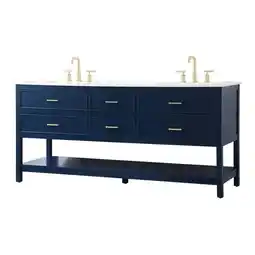 Walmart Elegant Decor Sinclaire 72 Aluminum Alloy & MDF Double Bathroom Vanity in Blue offer