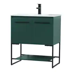 Walmart Elegant Decor Sloane 30 MDF and Steel Single Bathroom Vanity in Green offer