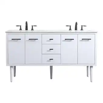 Walmart Elegant Decor Cyrus 60 Aluminum MDF Single Bathroom Vanity in White offer