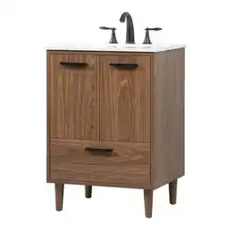 Walmart Elegant Decor Baldwin 24 Aluminum MDF Single Bathroom Vanity in Walnut Brown offer