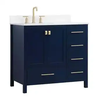 Walmart Elegant Decor Irene 36 Solid Wood Single Bathroom Vanity w/ Backsplash in Blue offer