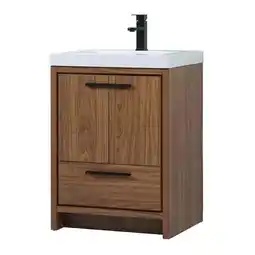 Walmart Elegant Decor Wyatt 24 Aluminum MDF Single Bathroom Vanity in Walnut Brown offer