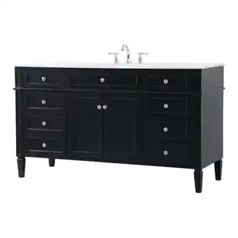 Walmart Elegant Decor Park Avenue 60 Metal MDF Marble Single Bathroom Vanity in Black offer