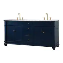 Walmart Elegant Decor Wesley 72 Steel and Solid Wood Double Bathroom Vanity Set in Blue offer