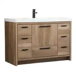 Walmart Elegant Decor Wyatt 48 Aluminum MDF Single Bathroom Vanity in Natural Oak offer