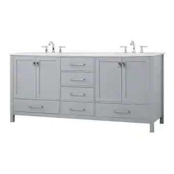 Walmart Elegant Decor Irene 72 Solid Wood and Stone Double Bathroom Vanity in Gray offer