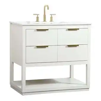 Walmart Elegant Decor Larkin 36 Solid Wood MDF Single Bathroom Vanity in White offer