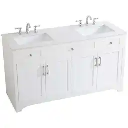 Walmart Elegant Decor Moore 60 Double Quartz Top Bathroom Vanity in White offer