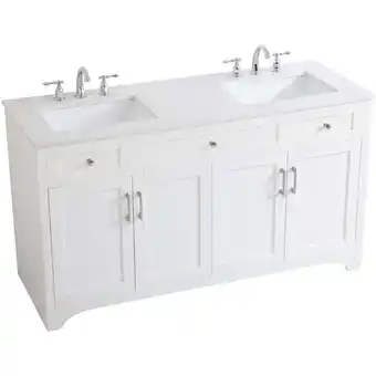 Walmart Elegant Decor Moore 60 Double Quartz Top Bathroom Vanity in White offer