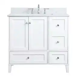 Walmart Elegant Decor Sommerville 36 MDF Single Bathroom Vanity with Backsplash - White offer