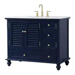 Walmart Elegant Decor Rhodes 42 Coastal Solid Wood Single Bathroom Vanity in Blue offer