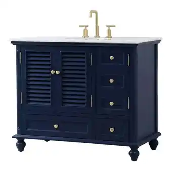 Walmart Elegant Decor Rhodes 42 Coastal Solid Wood Single Bathroom Vanity in Blue offer