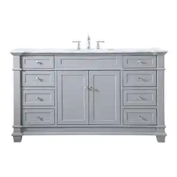 Walmart Elegant Decor Wesley 60 Solid Wood MDF Steel Single Bathroom Vanity Set in Gray offer