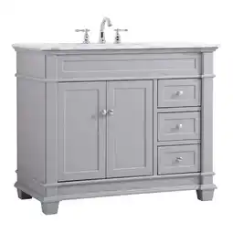 Walmart Elegant Decor Wesley 42 Steel and Solid Wood Single Bathroom Vanity Set in Gray offer