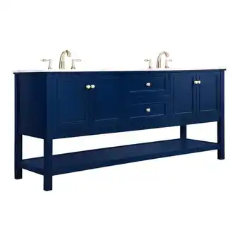 Walmart Elegant Decor Metropolis 72 Solid Wood and Metal Single Bathroom Vanity in Blue offer