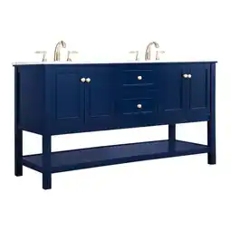 Walmart Elegant Decor Metropolis 60 Solid Wood and Metal Single Bathroom Vanity in Blue offer