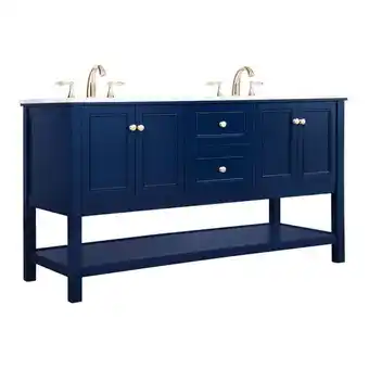 Walmart Elegant Decor Metropolis 60 Solid Wood and Metal Single Bathroom Vanity in Blue offer