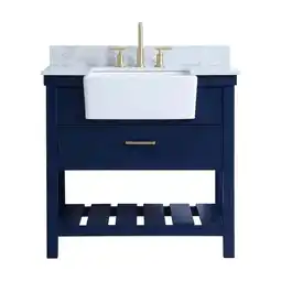 Walmart Elegant Kitchen and Bath 36 inch Single bathroom vanity in blue with backsplash offer