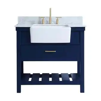 Walmart Elegant Kitchen and Bath 36 inch Single bathroom vanity in blue with backsplash offer