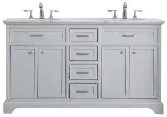 Walmart Elegant Lighting Vf15060dwh Americana 60 Free Standing Double Basin Vanity Set - Grey offer