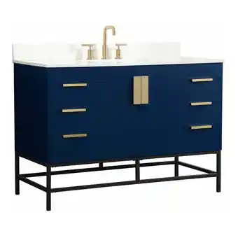 Walmart Elegant Decor Eugene 48 MDF Single Bathroom Vanity with Backsplash - Blue offer