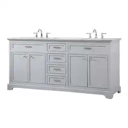 Walmart Elegant Decor Americana 72 Metal MDF Marble Double Bathroom Vanity in Gray offer