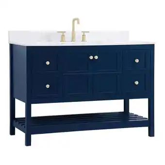 Walmart Elegant Decor Theo 48 Solid Wood Single Bathroom Vanity with Backsplash in Blue offer