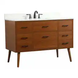 Walmart Elegant Decor Boise 48 MDF Single Bathroom Vanity with Backsplash in Teak offer