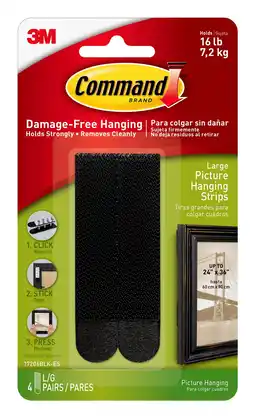 Walmart Command Large Picture Hanging Strips Value Pack, Black, 4 Strips/Pack offer