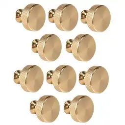 Walmart 10 Pack 1.2 Inch Brushed Gold Cabinet Knobs Knurled Kitchen Drawer Round Dresser offer