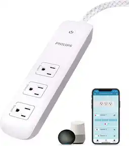 Walmart Philips 4' Smart Plug 3-Outlet Extension Cord - White offer