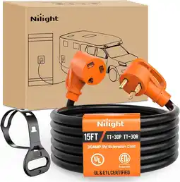 Walmart Nilight 30 Amp 15FT 10 Gauge Heavy Duty RV Extension Cord offer