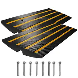 Walmart KFFKFF Curb Ramp Rubber Driveway Ramp 2 Pack 2.6 Rise 15T Load Threshold Ramp offer