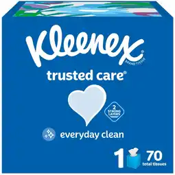 Walmart Kleenex Trusted Care Facial Tissues, 1 Cube Box, 70 Tissues per Box, 2-Ply offer