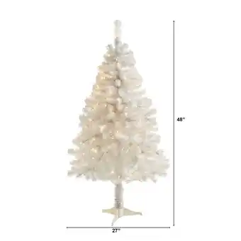 Walmart Nearly Natural 4ft. White Artificial Christmas Tree with 100 Clear LED Lights offer