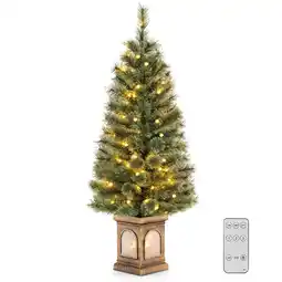 Walmart Costway 1 PCS 4 FT Pre-Lit Potted Christmas Tree Pine Needles 3 Dynamic Modes Remote Control offer