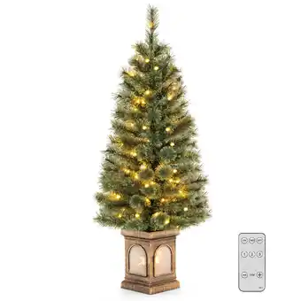 Walmart Costway 1 PCS 4 FT Pre-Lit Potted Christmas Tree Pine Needles 3 Dynamic Modes Remote Control offer