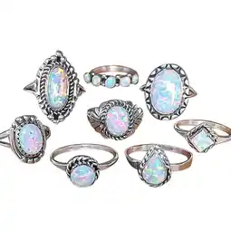 Walmart Baocc Fire Diamond Gemstone Jewelr Natural Wedding Opal Rings, Silver, 8 Pieces offer